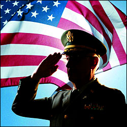 Veteran doluting the flag